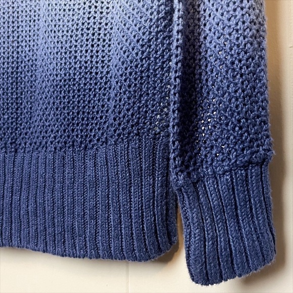 J. Crew 100% Linen Dip Dyed Beach Sweater Small blue ombré tie dye open knit - Picture 4 of 11